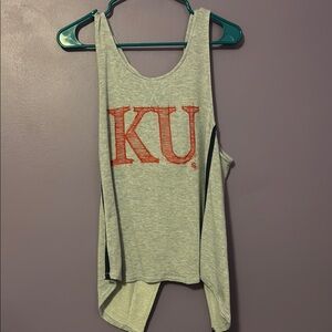 KU Gray Tie Back Hoodie Tank Top